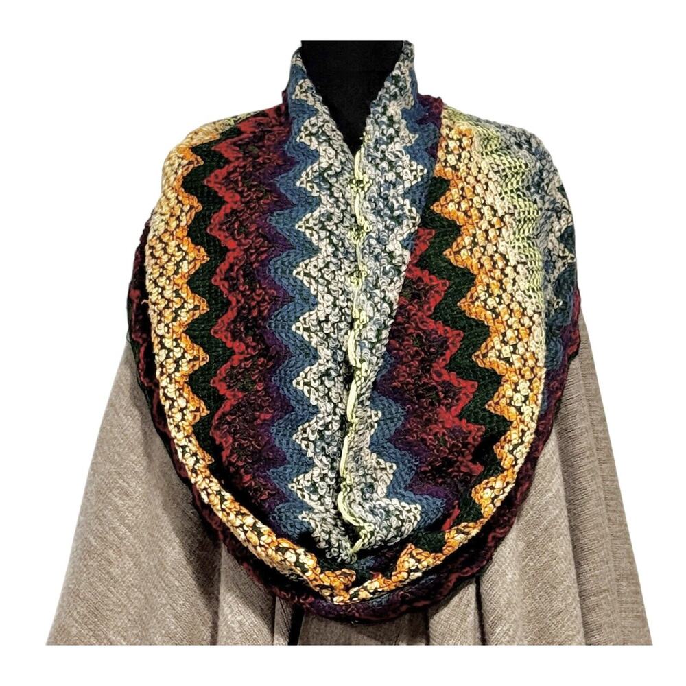 Boho Infinity Scarf NWT Rainbow Multi Color Woven Chevron‎ Southwestern 2Chic